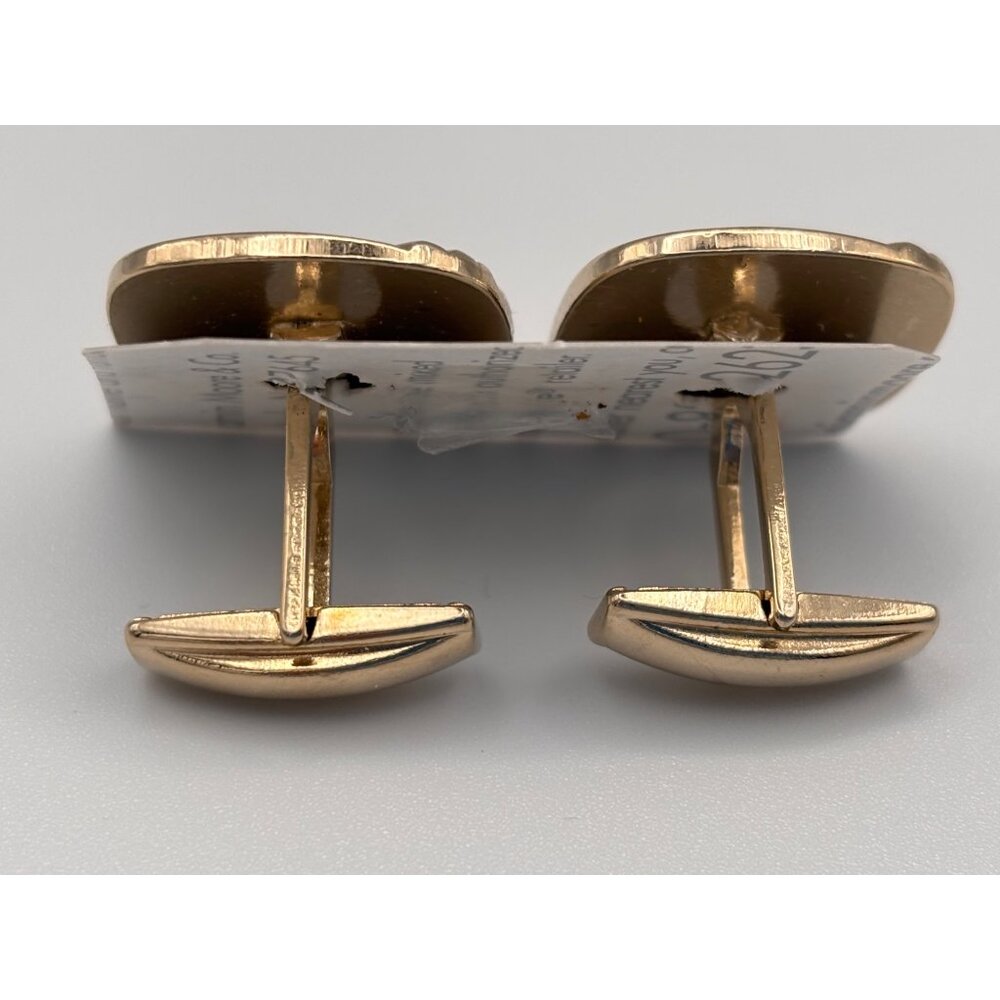Vintage Gold-Tone Square Cufflinks With Diagonal Stripe Design - Picture 3 of 4